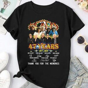 Def Leppard 47 Years Signature T Shirt Band Anniversary Vintage Rock Graphic Fan
